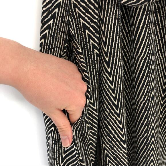 BOHO REPUBLIC Tank Tie Waist Dress Black White Chevron M/L - Picture 5 of 6